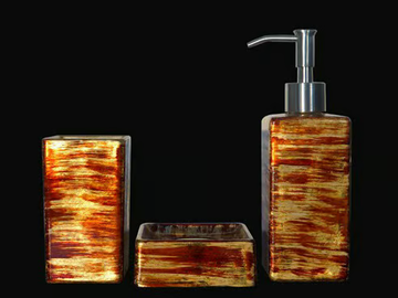 GRAFFITI SET RED/GOLD/IVORY - Countertop glass toothbrush holder by Glass Design - view 2
